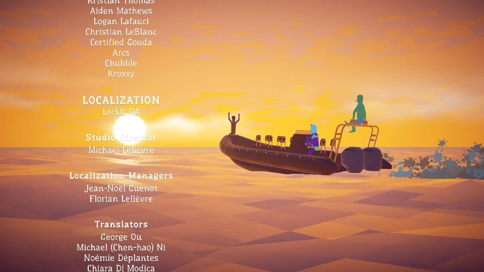 The end-of-run boat ride into the sunset — the finish every achievement chase ends at